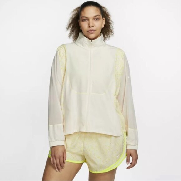 Nike Sportswear Women's Woven Running Jacket Beige Sheer Mesh DJ4429-110 Size 3X - Picture 4 of 16